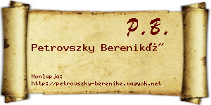 Petrovszky Bereniké névjegykártya